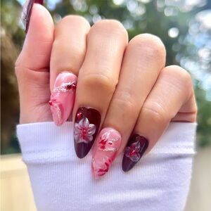 GlamBerry 10pcs Handmade Press-On Nails, Reusable, with Nail Kit - Sizes XS-L